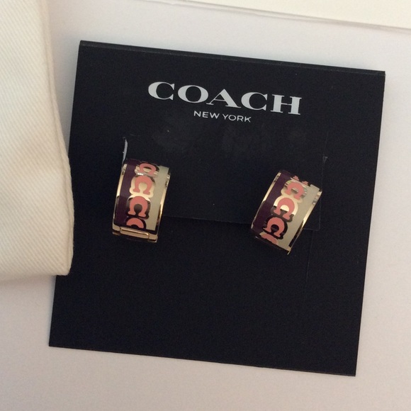 Coach Signature C Huggie Earrings NWT - Picture 4 of 6